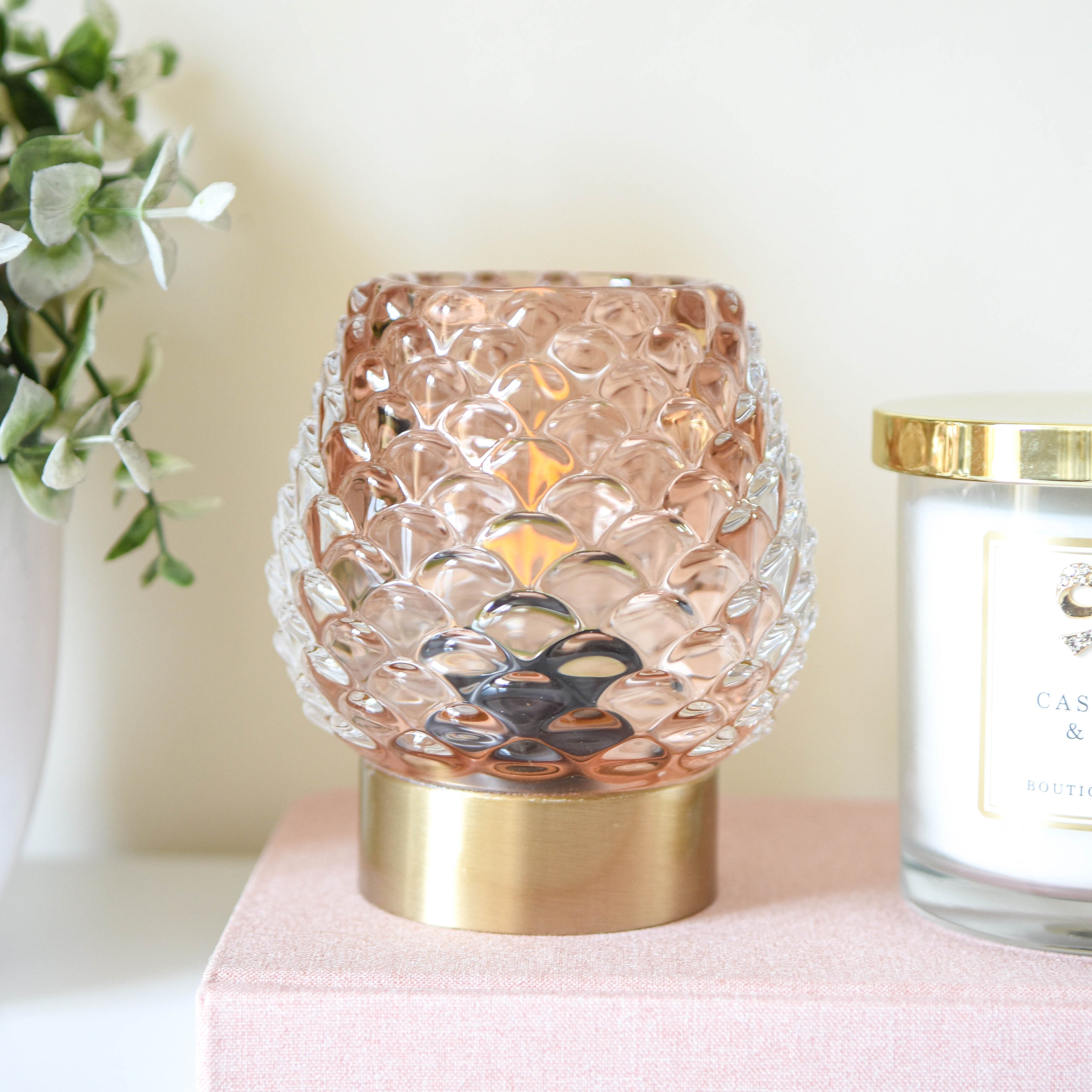 Luxe Pink Pinecone LED Glass Lamp