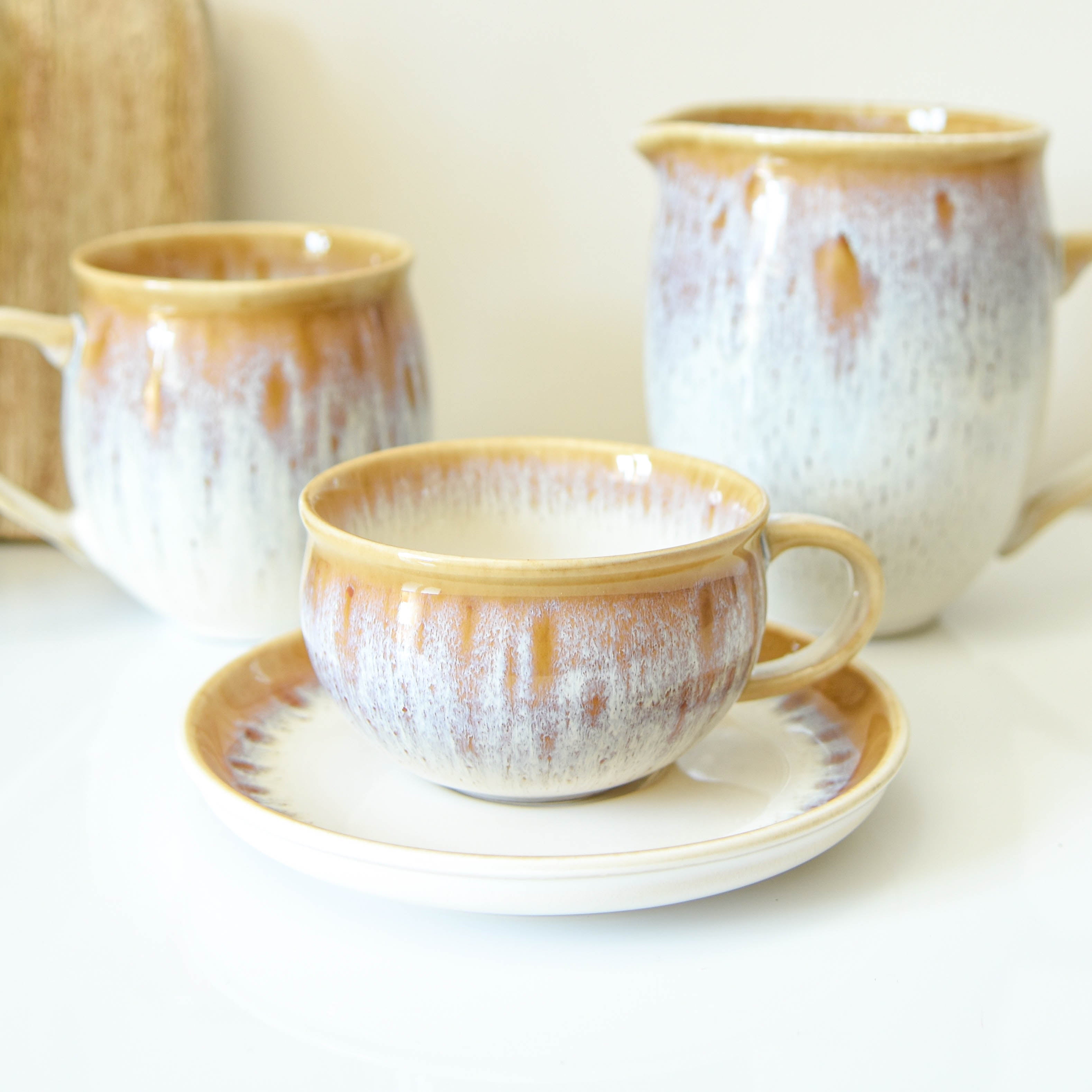 Gold & White Reactive Glaze Jug