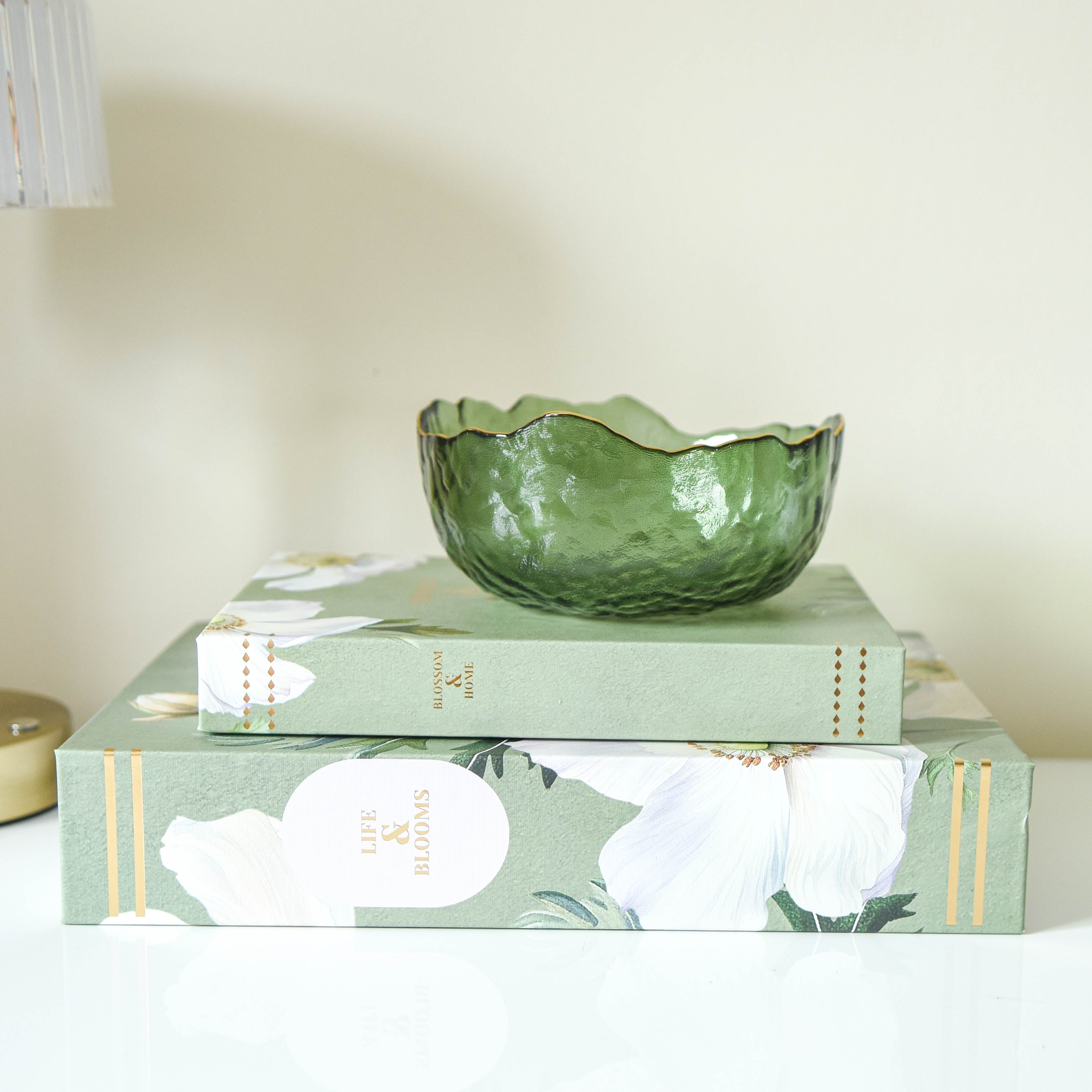 White Poppy Sage Green Faux Book Storage Boxes - Set of 2