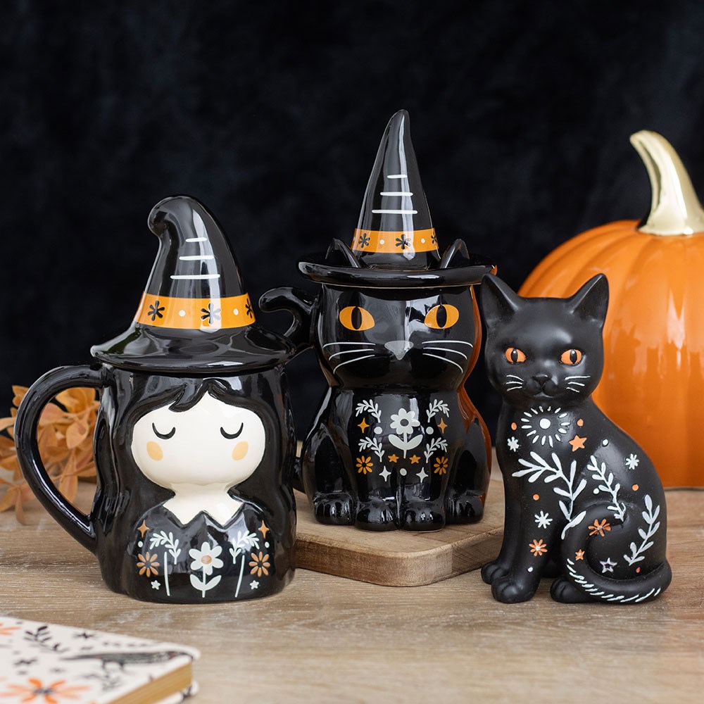 Frightful Folk Black Cat Lidded Mug