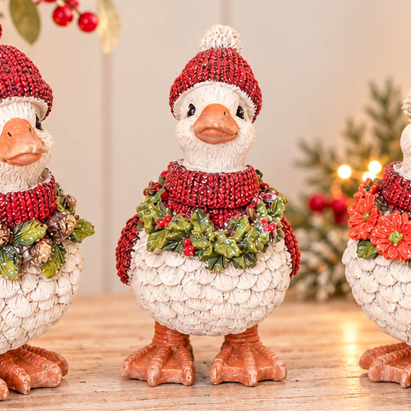 Festive Duck with Red Hat & Scarf