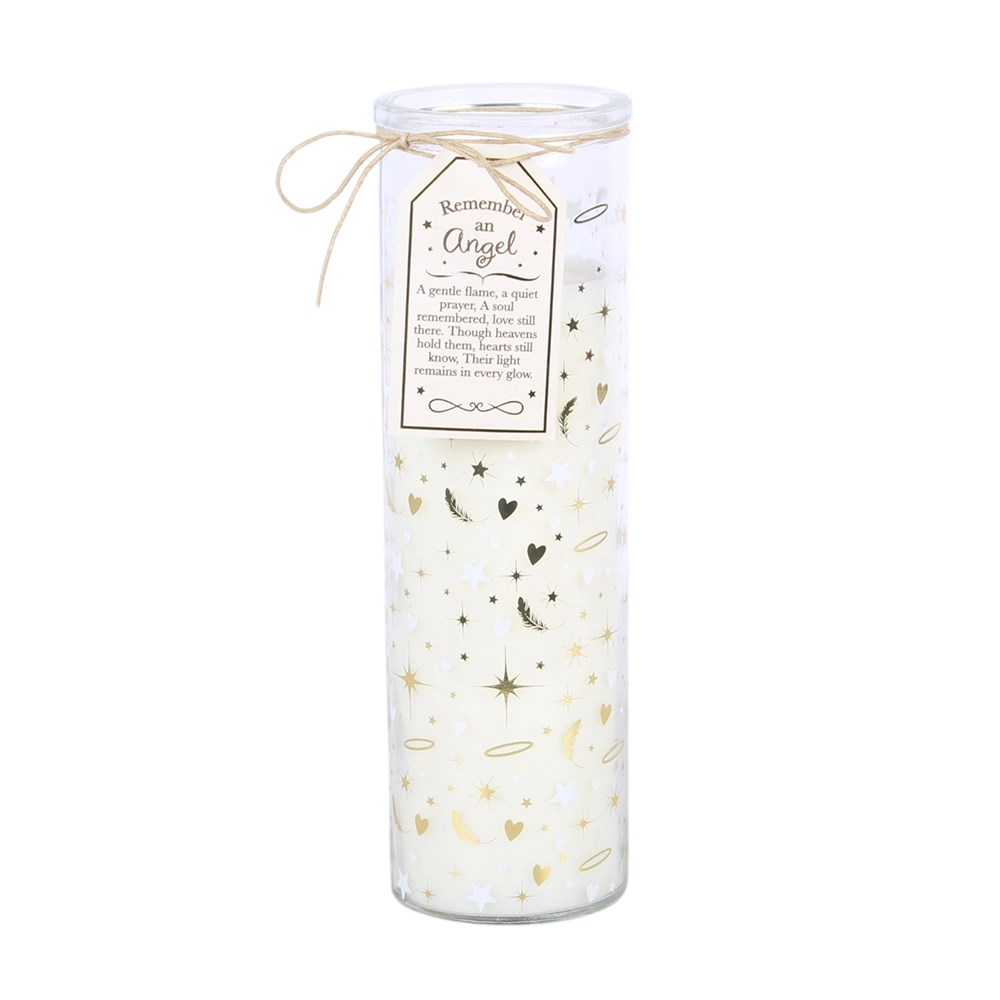 Remember An Angel Feather Print Tube Candle