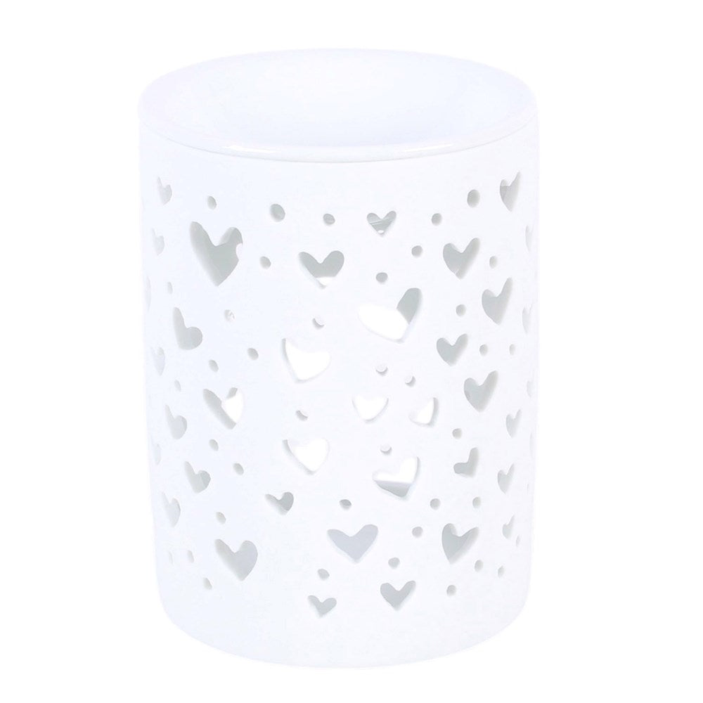 White Heart Cut Out Oil Burner & Wax Warmer