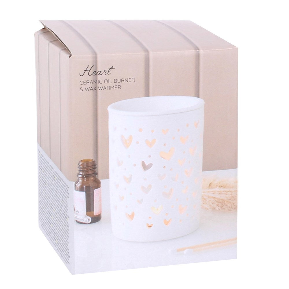 White Heart Cut Out Oil Burner & Wax Warmer