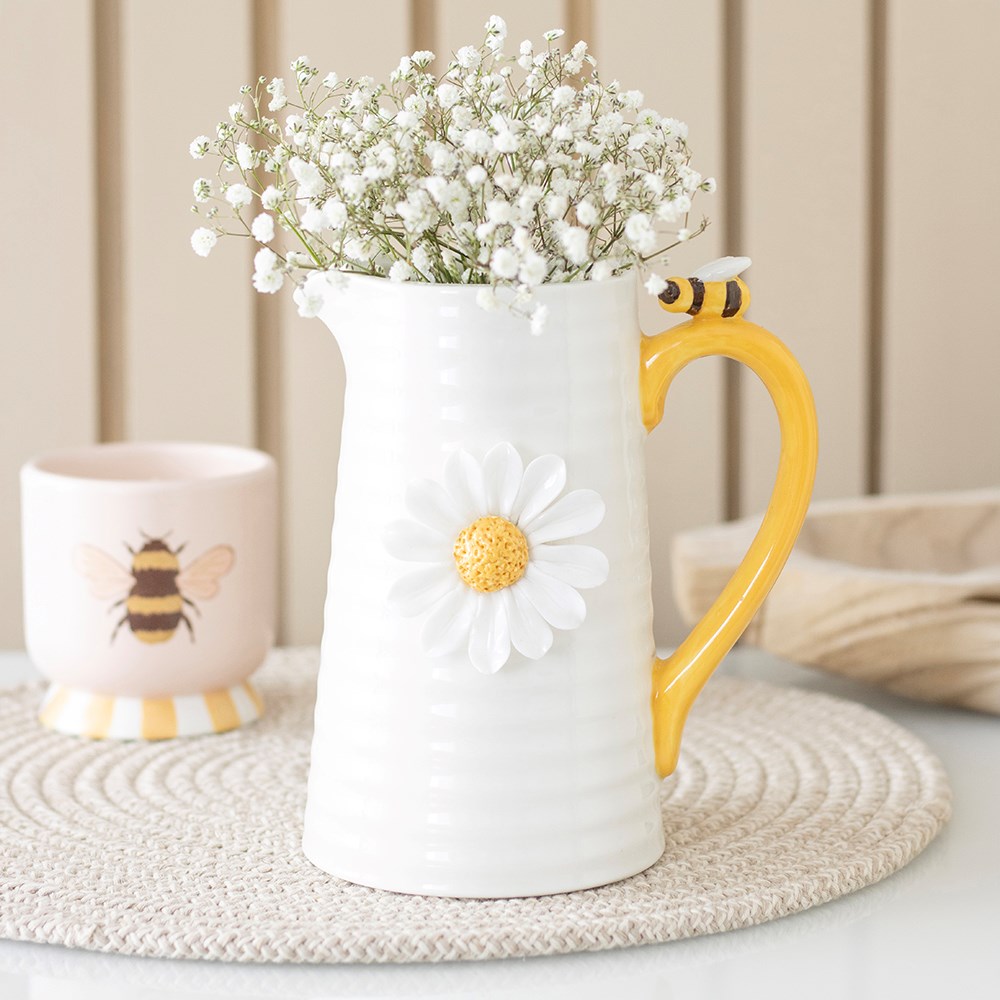 3D Daisy & Honey Bee Flower Jug