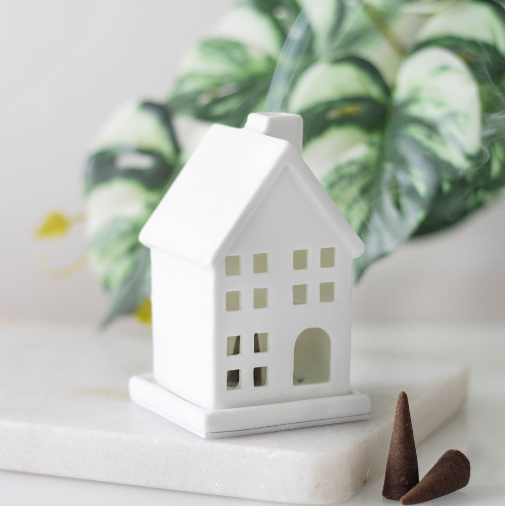 White House Incense Cone Holder Set