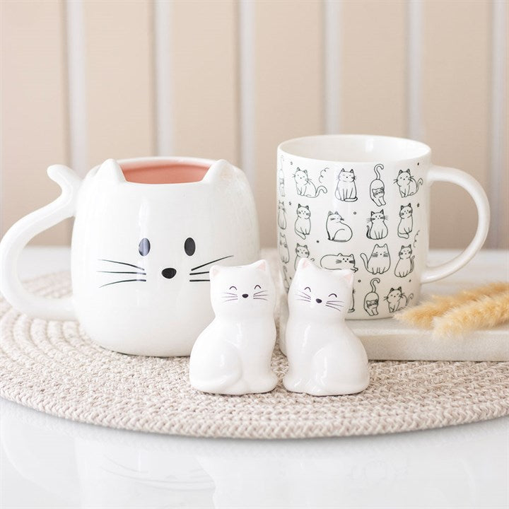 White Happy Cat Mug