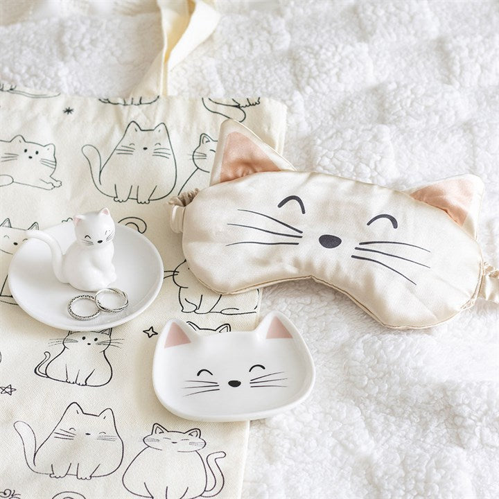 White Cat Face Trinket Dish