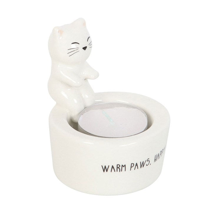 White Cat Tealight Holder