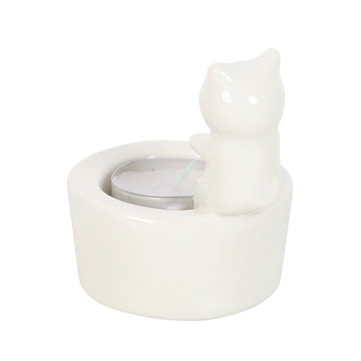 White Cat Tealight Holder