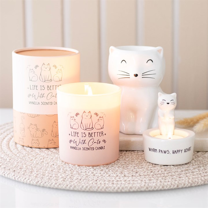 White Happy Cat Wax & Oil Warmer