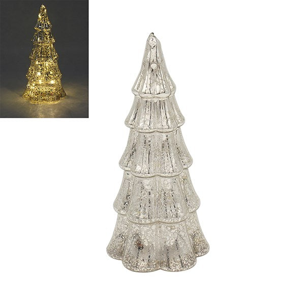 Antiqued Silver LED Glass Tree