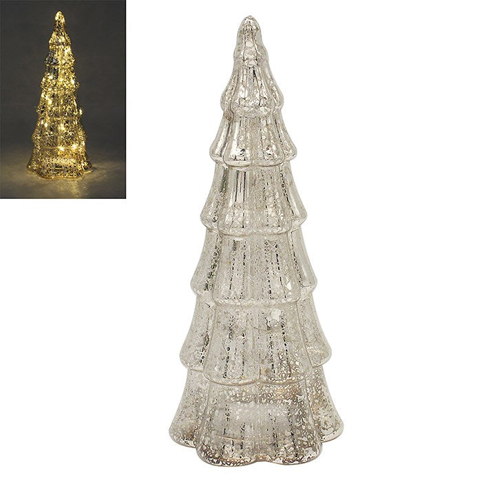Antiqued Silver LED Glass Tree