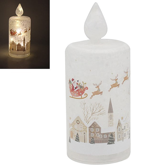 Frosted Tinsel Town LED Candle