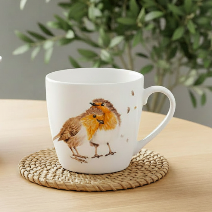 Robin Love Birds Breakfast Mug