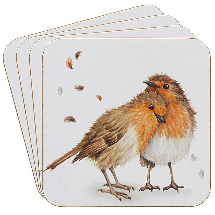 Robin Love Birds Coasters Set of 4