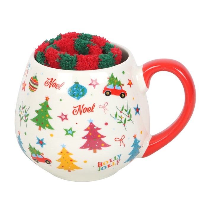 Nostalgic Christmas Print Mug & Socks Set