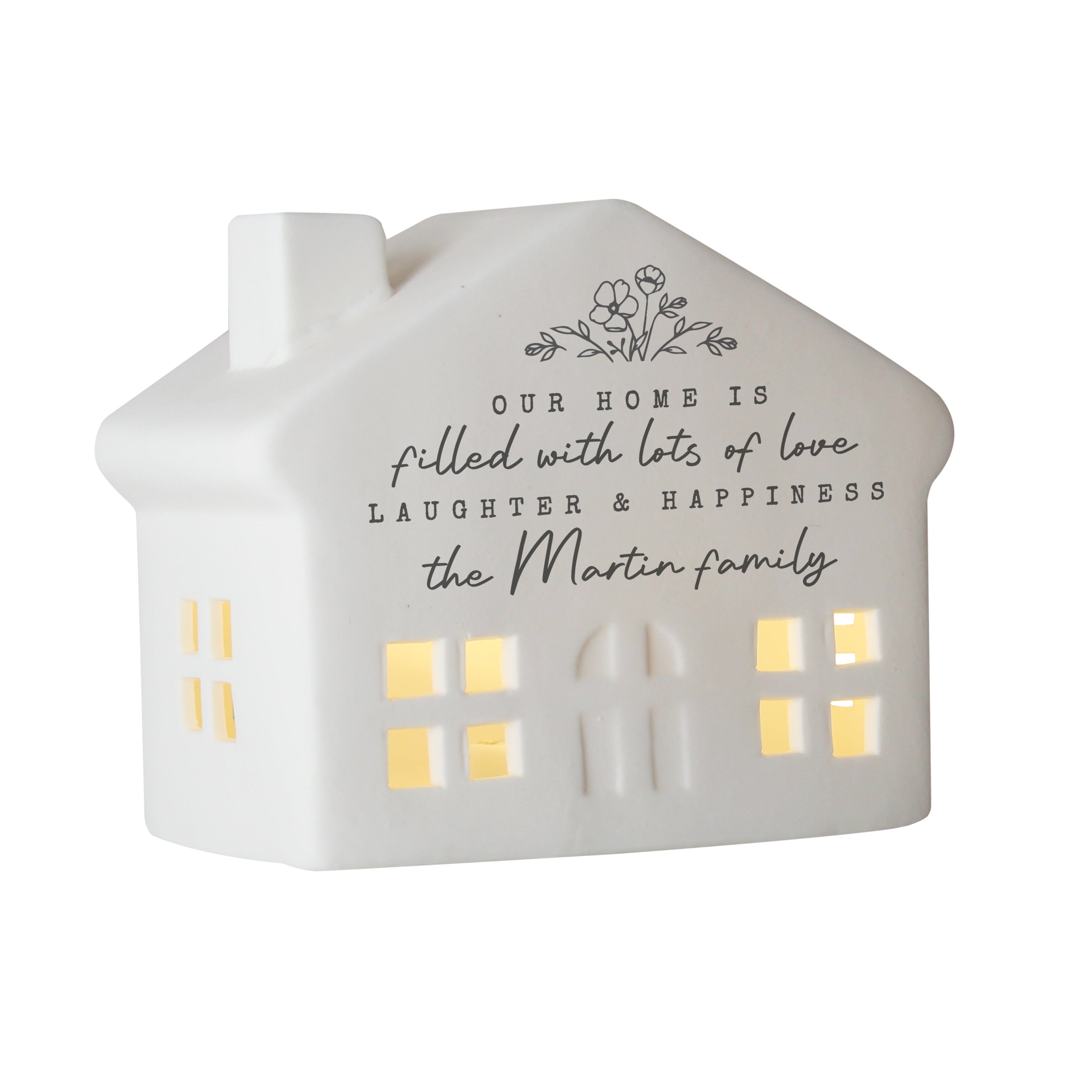 Personalised Floral Ceramic LED House