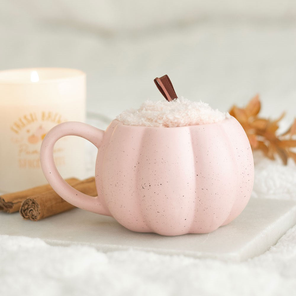 Pink Pumpkin Mug & Socks Set