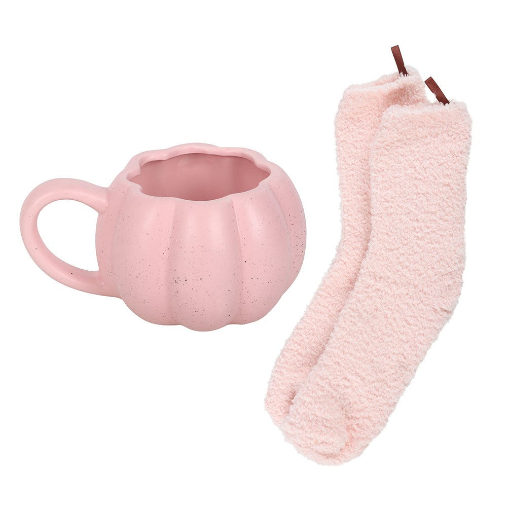 Pink Pumpkin Mug & Socks Set