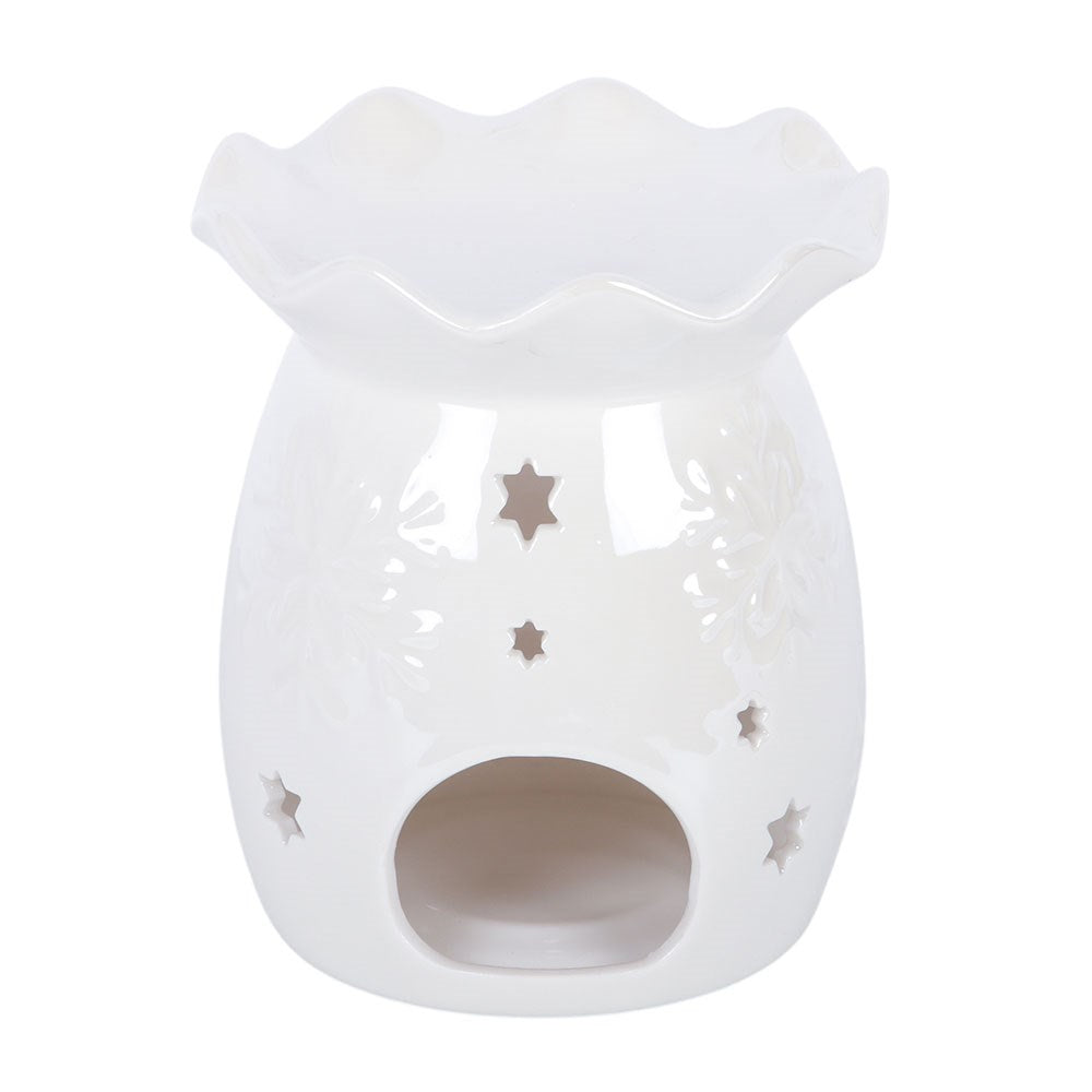 White Iridescent Snowflake Oil Burner & Wax Warmer