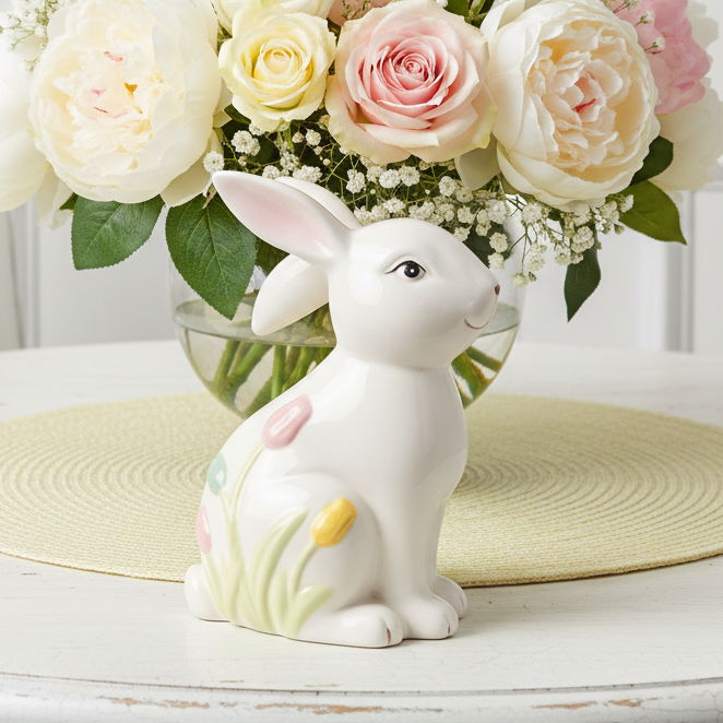 Floral Bunny Figurine Medium