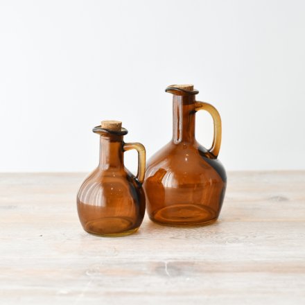 Dark Amber Oil/Vinegar Glass Bottle