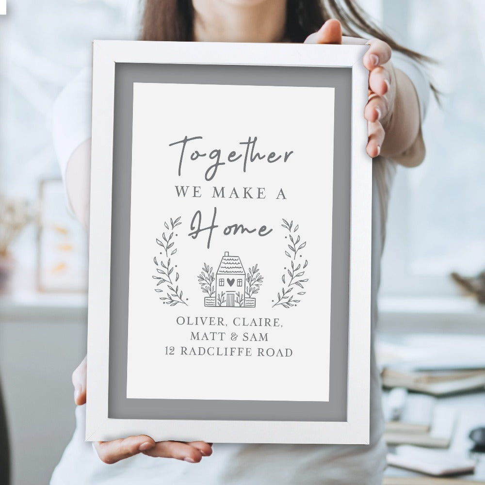 Personalised Home White A4 Framed Print