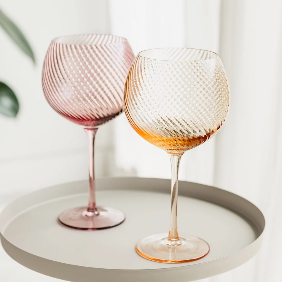 Twist Gin Balloon Glasses Set of 2 Pink/Peach