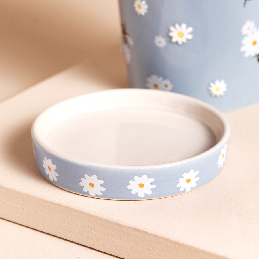 Blue Floral Bee Planter & Tray