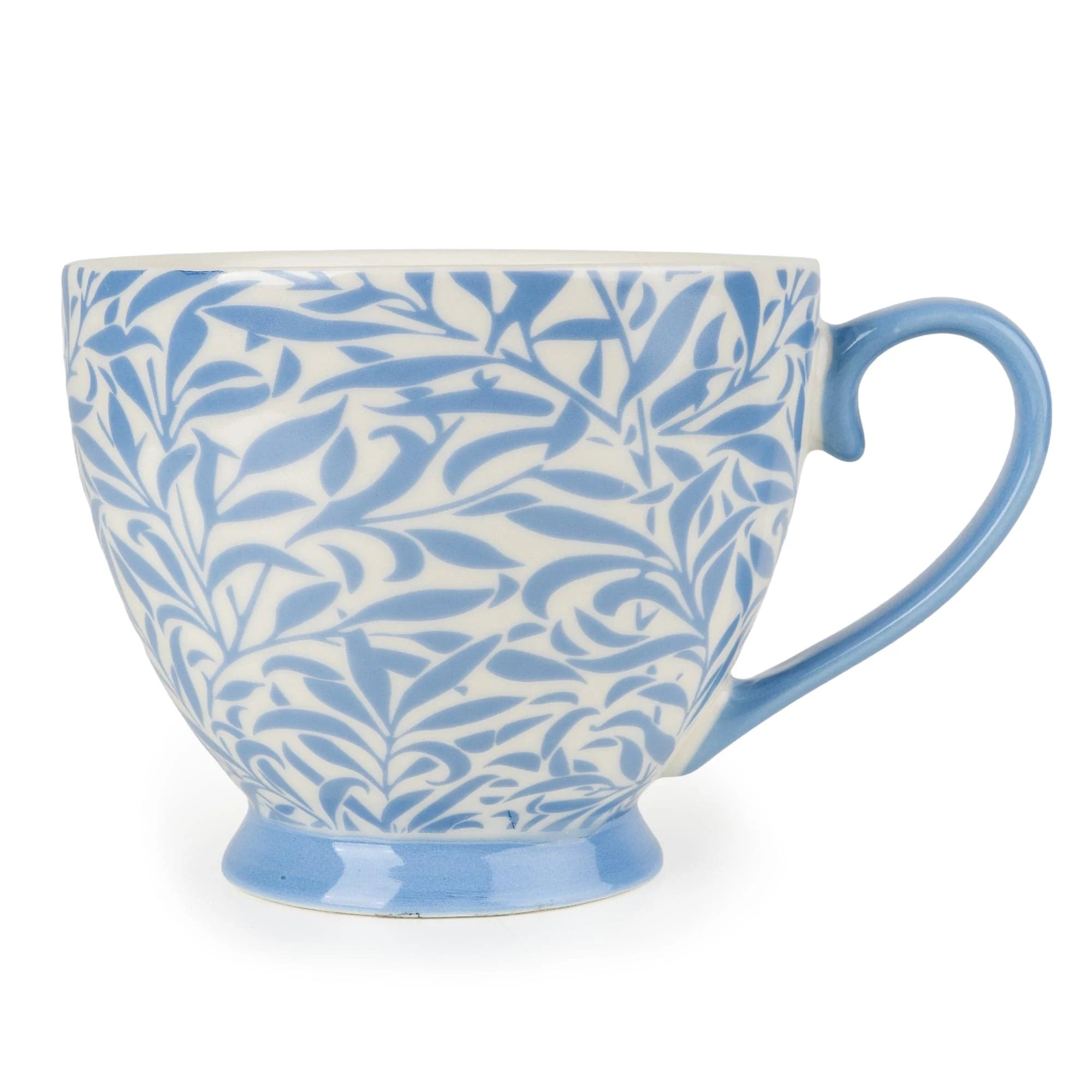 Blue Leafy Trellis Footed Mug