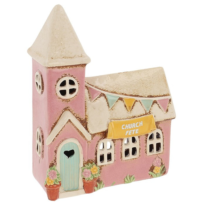 Village Pottery Garden Fete Tealight Church