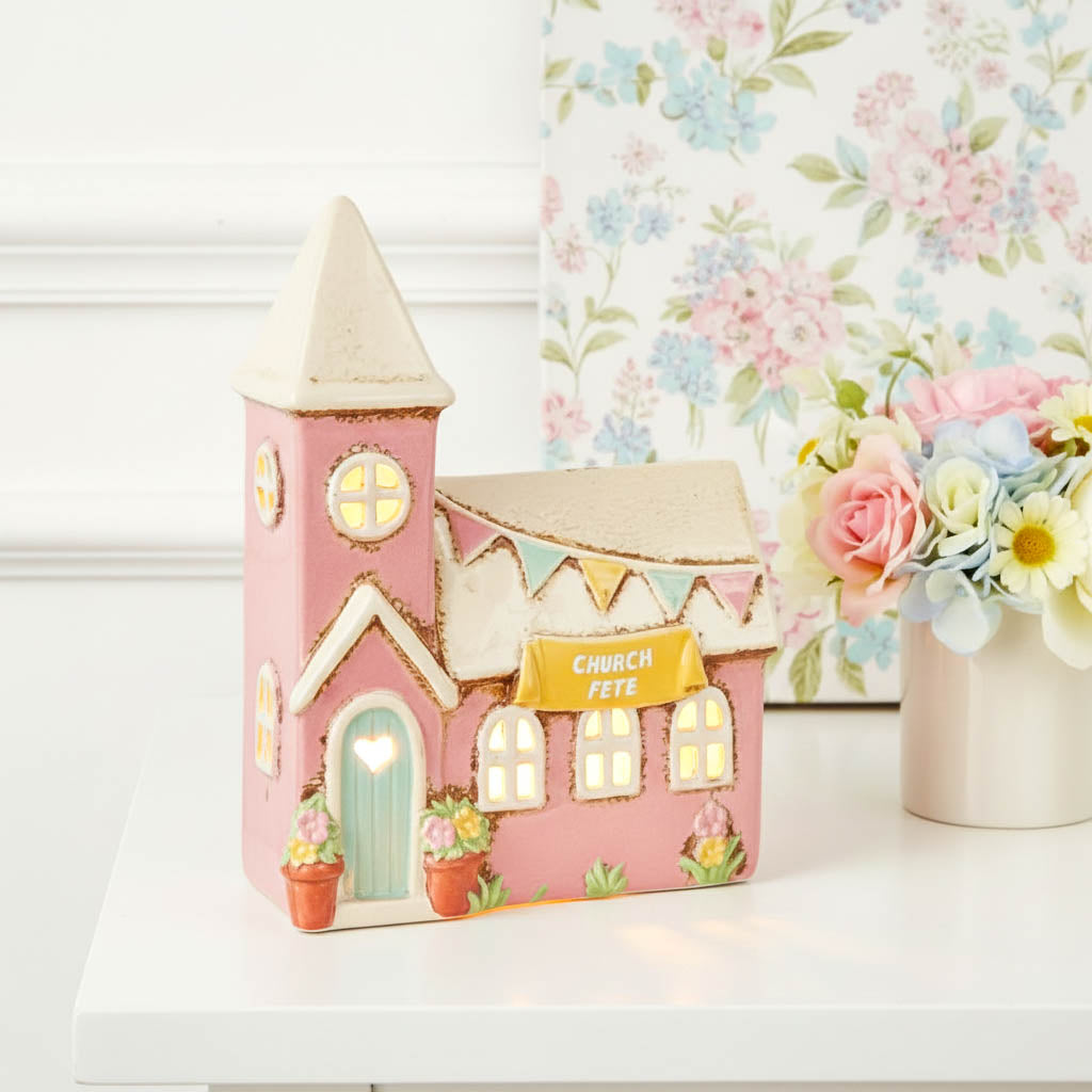 Village Pottery Garden Fete Tealight Church