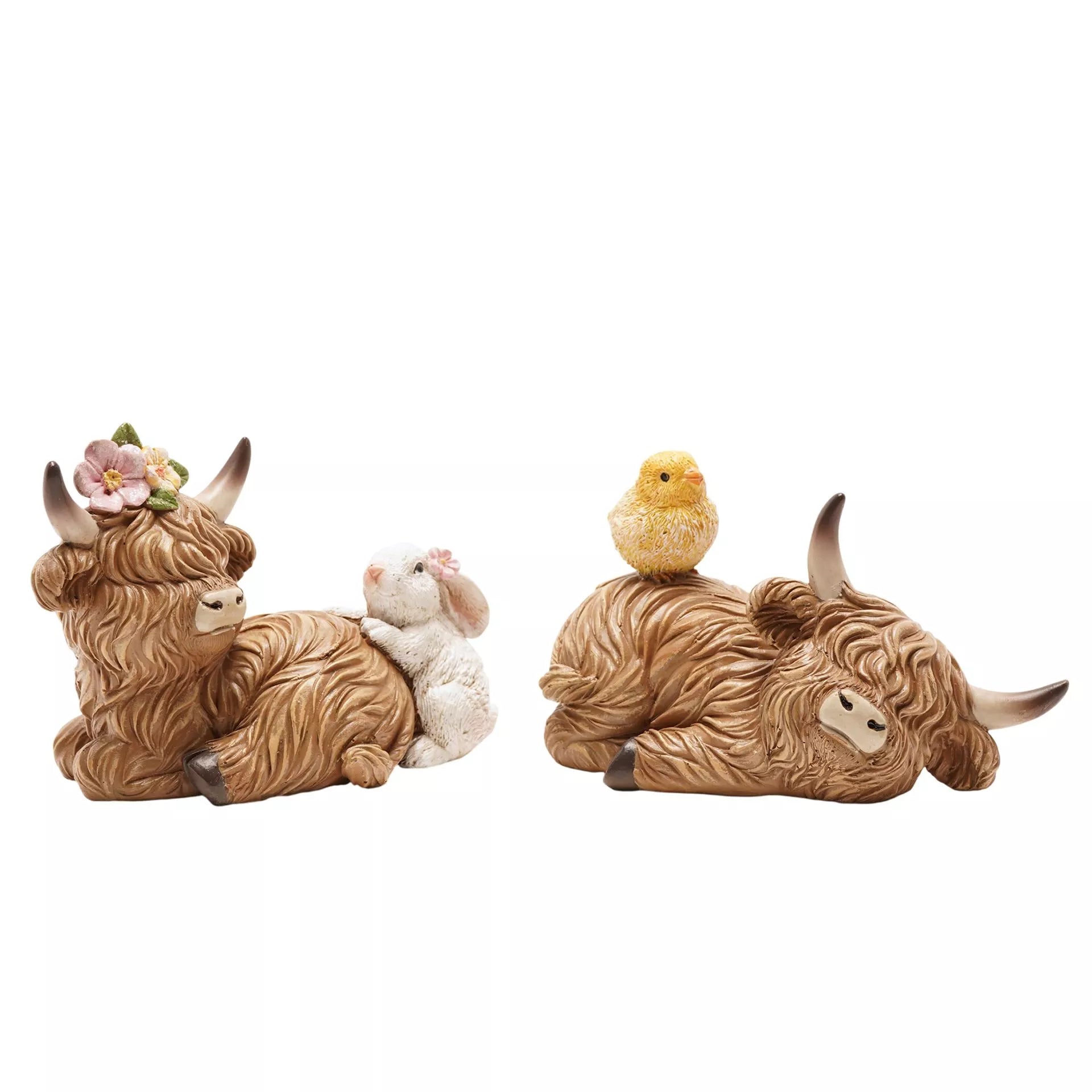 Mini Highland Cow with Easter Chick
