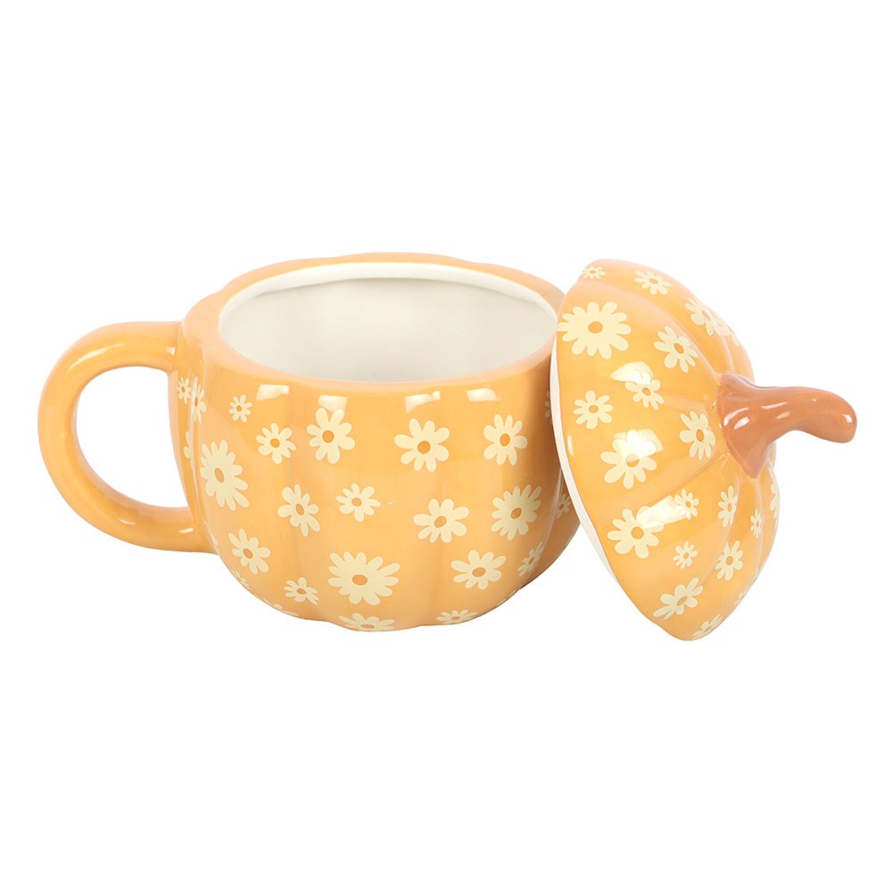 Floral Pumpkin Lidded Mug
