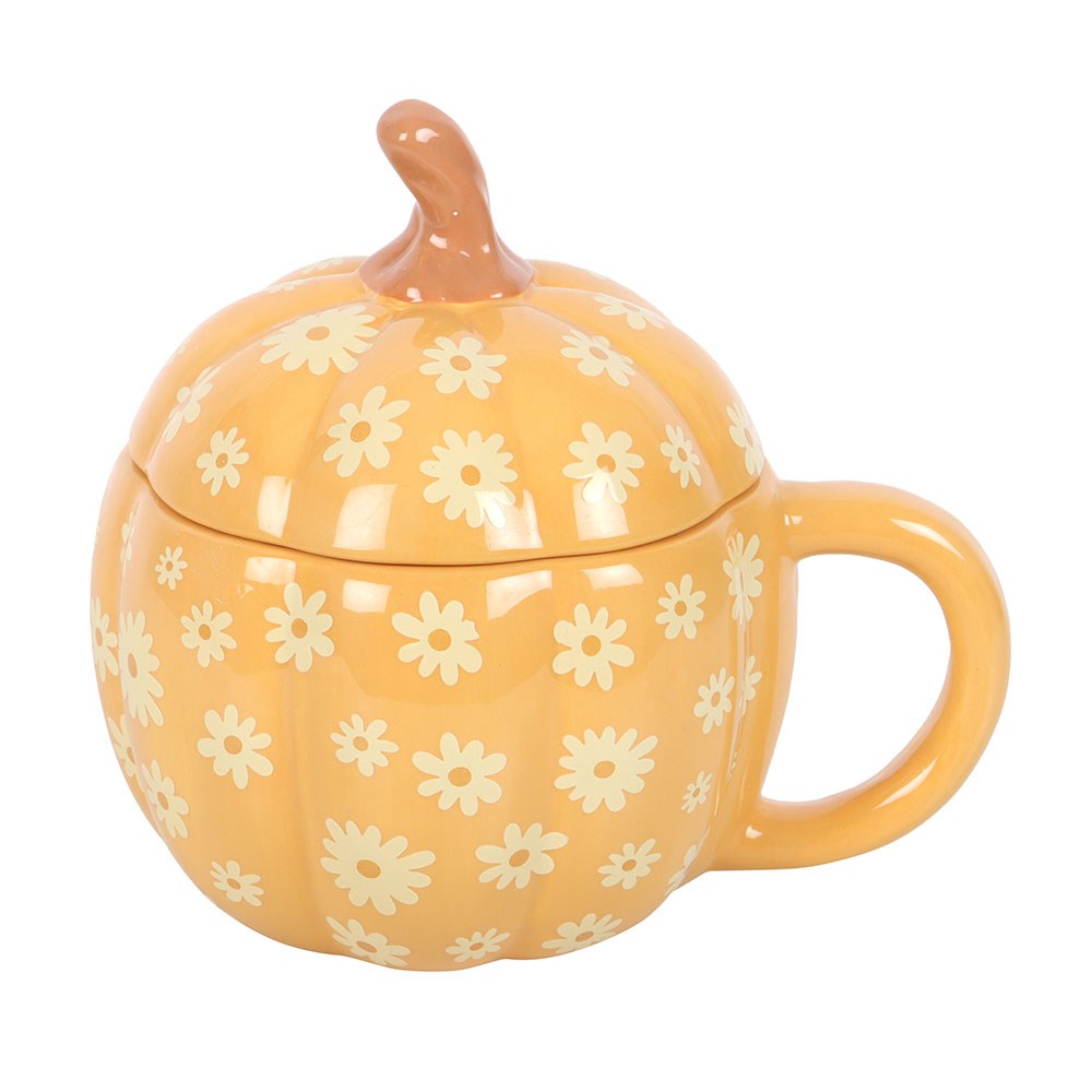Floral Pumpkin Lidded Mug