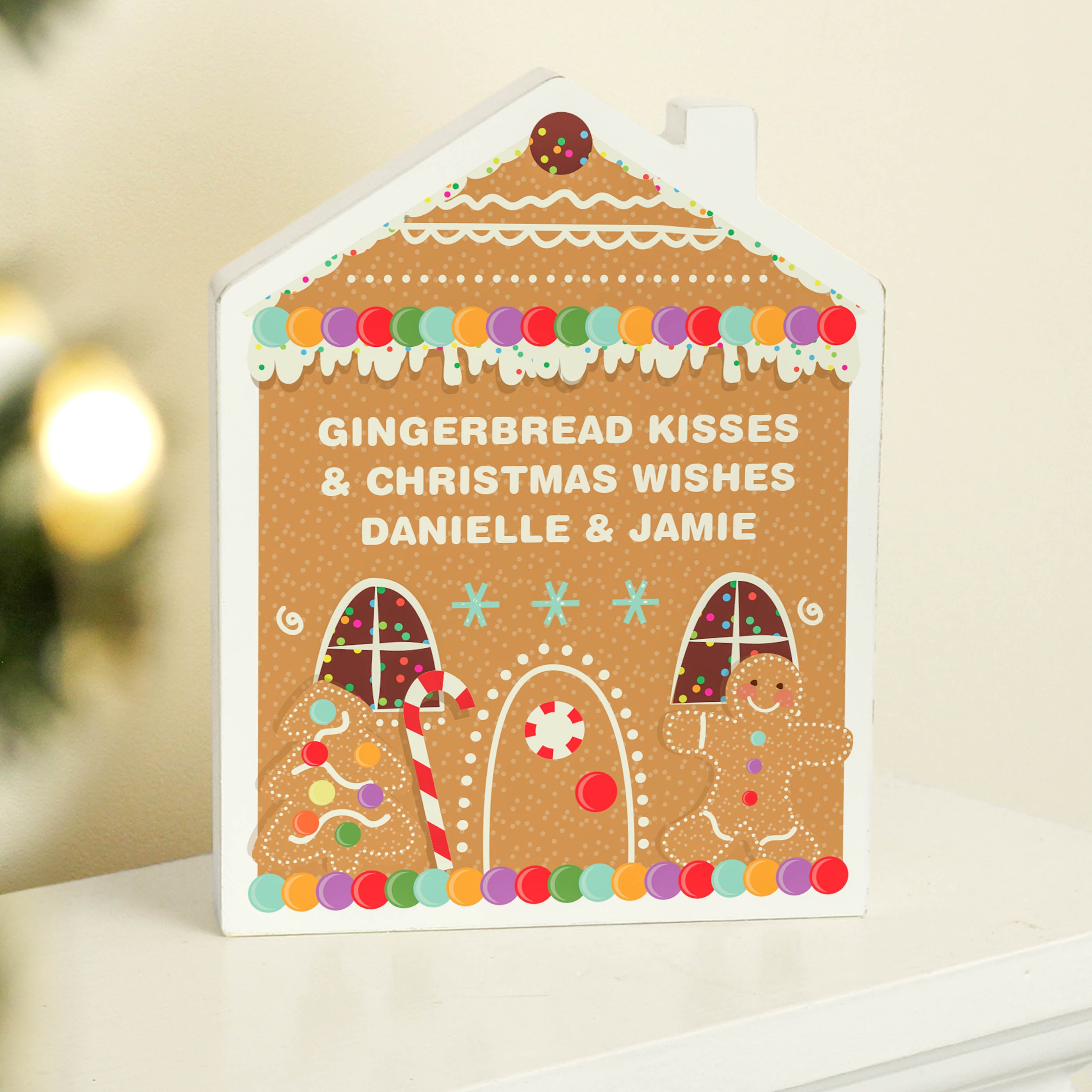 Personalised Christmas Wooden Gingerbread House Ornament