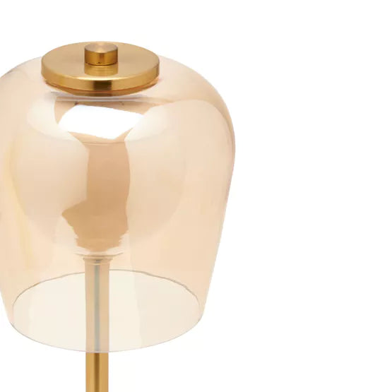 Bronze USB LED Touch Table Lamp with Glass Shade