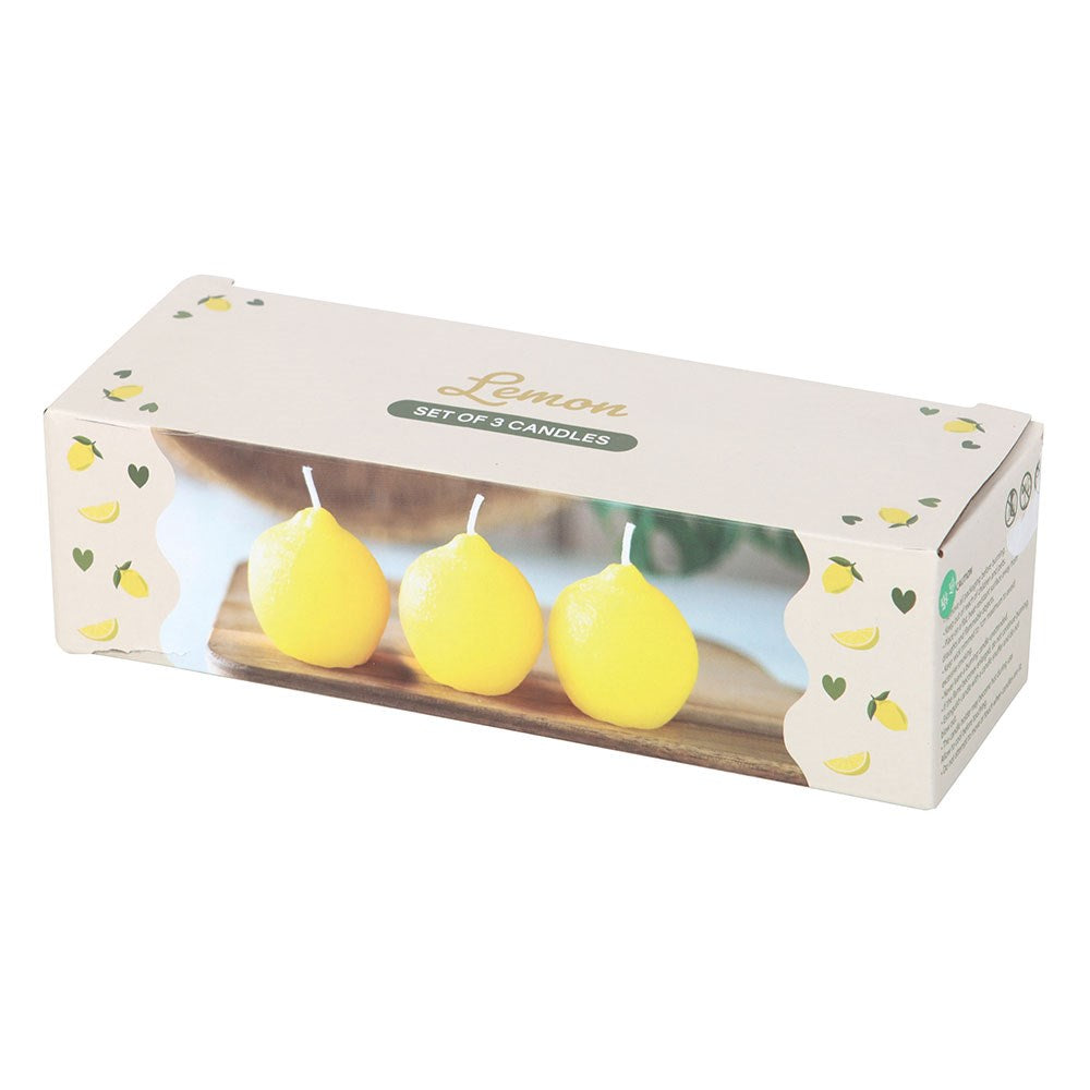 Set of 3 Lemon Shaped Unscented Candles