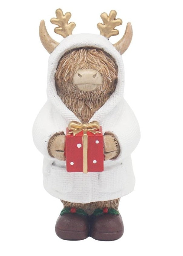 Christmas Robe Highland Cow with Antlers