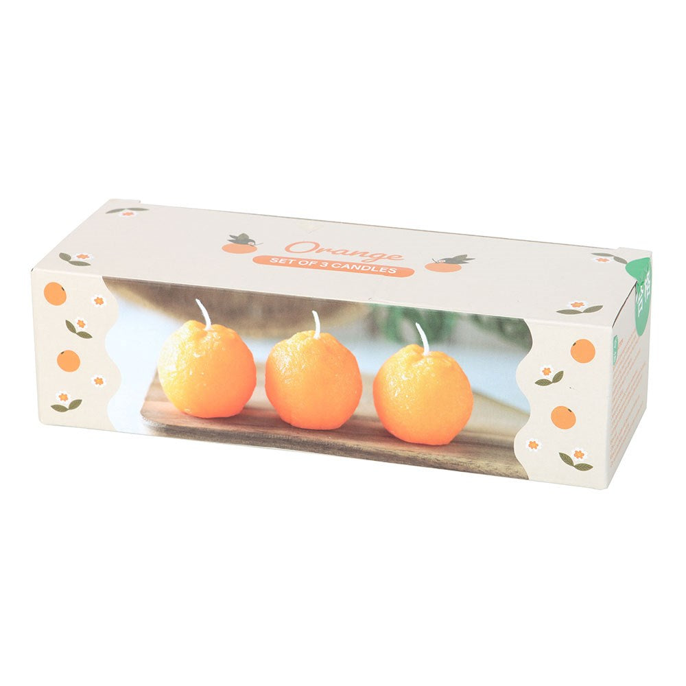 Set of 3 Orange Shaped Unscented Candles
