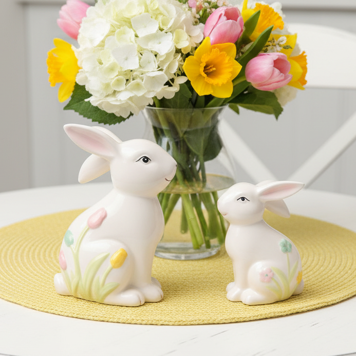 Floral Bunny Figurine Medium