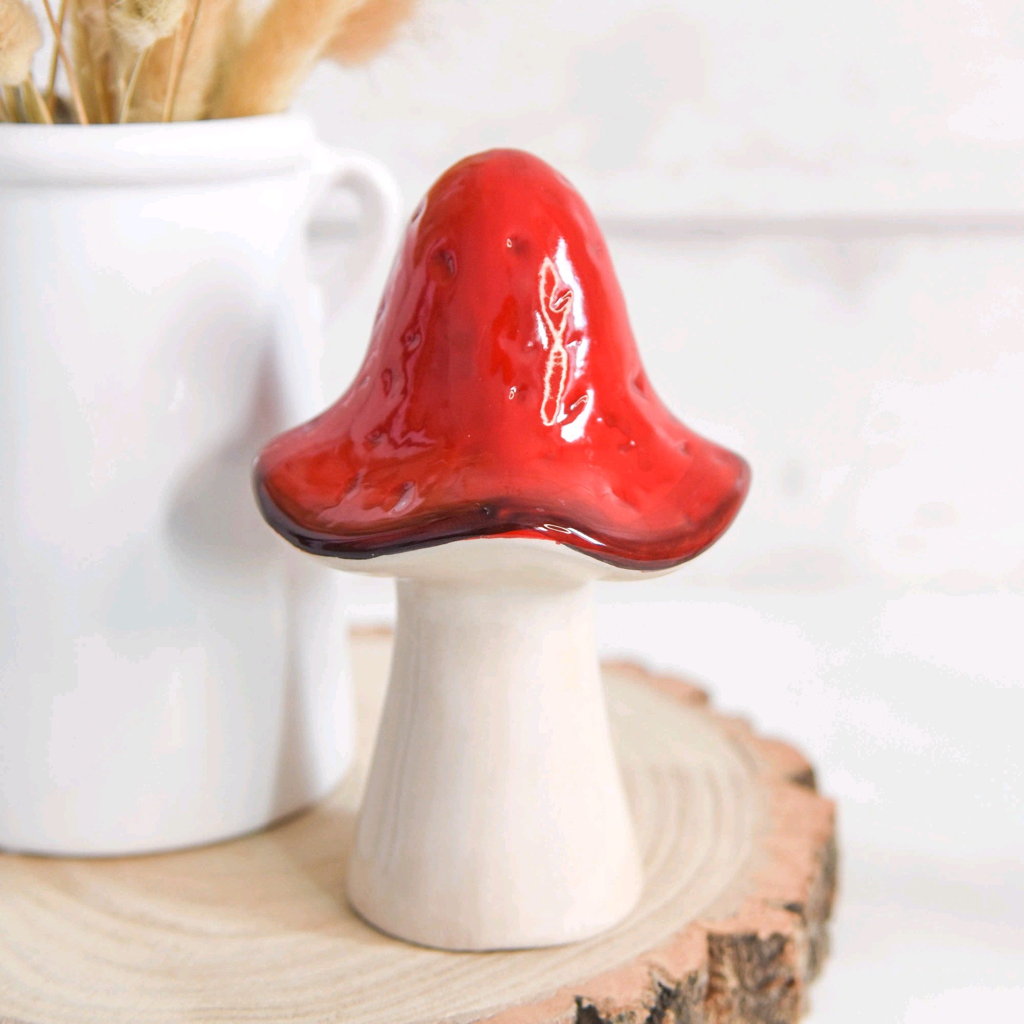 Red Ceramic Mushroom Ornament
