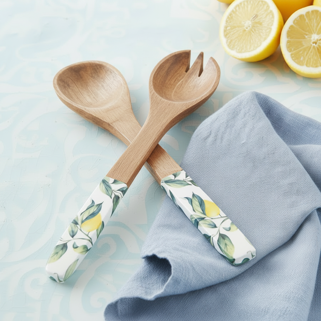 Lemon Mango Wood Fork & Spoon Set