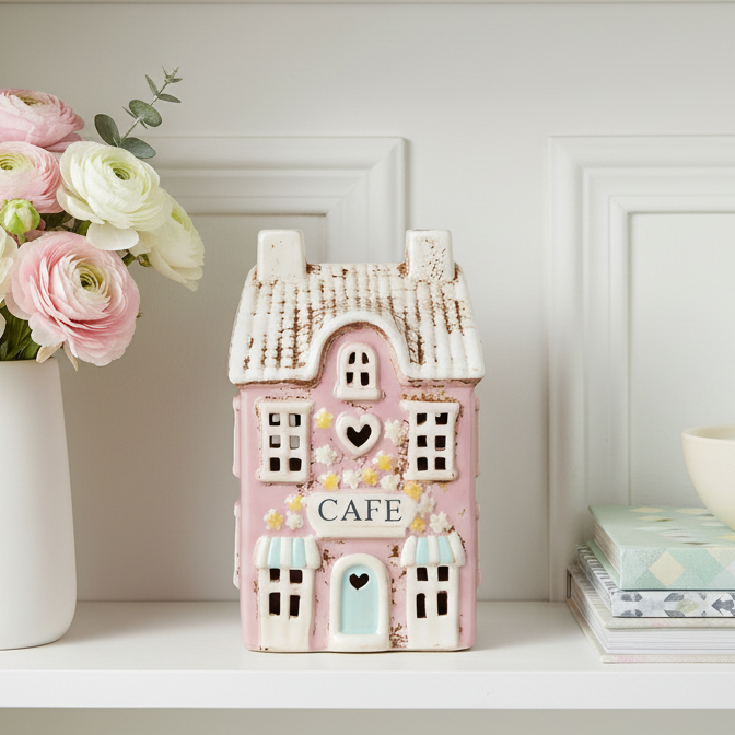 Village Pottery Cafe Ceramic Tealight House
