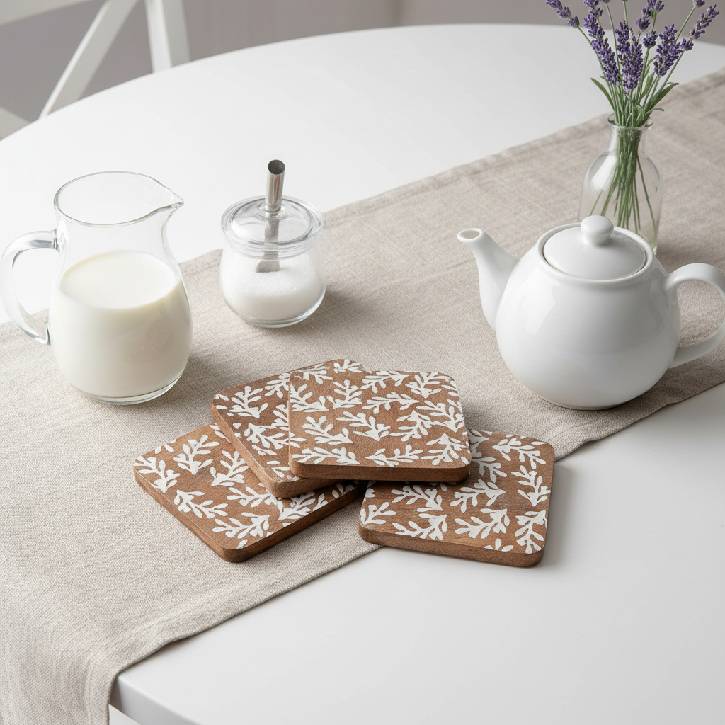 Leaf Design Coasters Set of 4