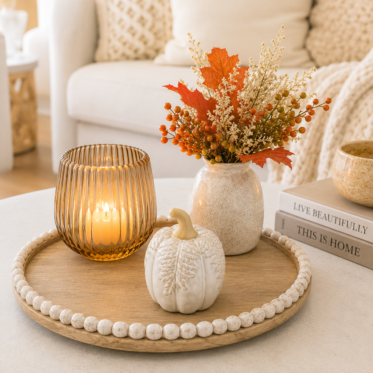 Natural Leaf Embossed Pumpkin