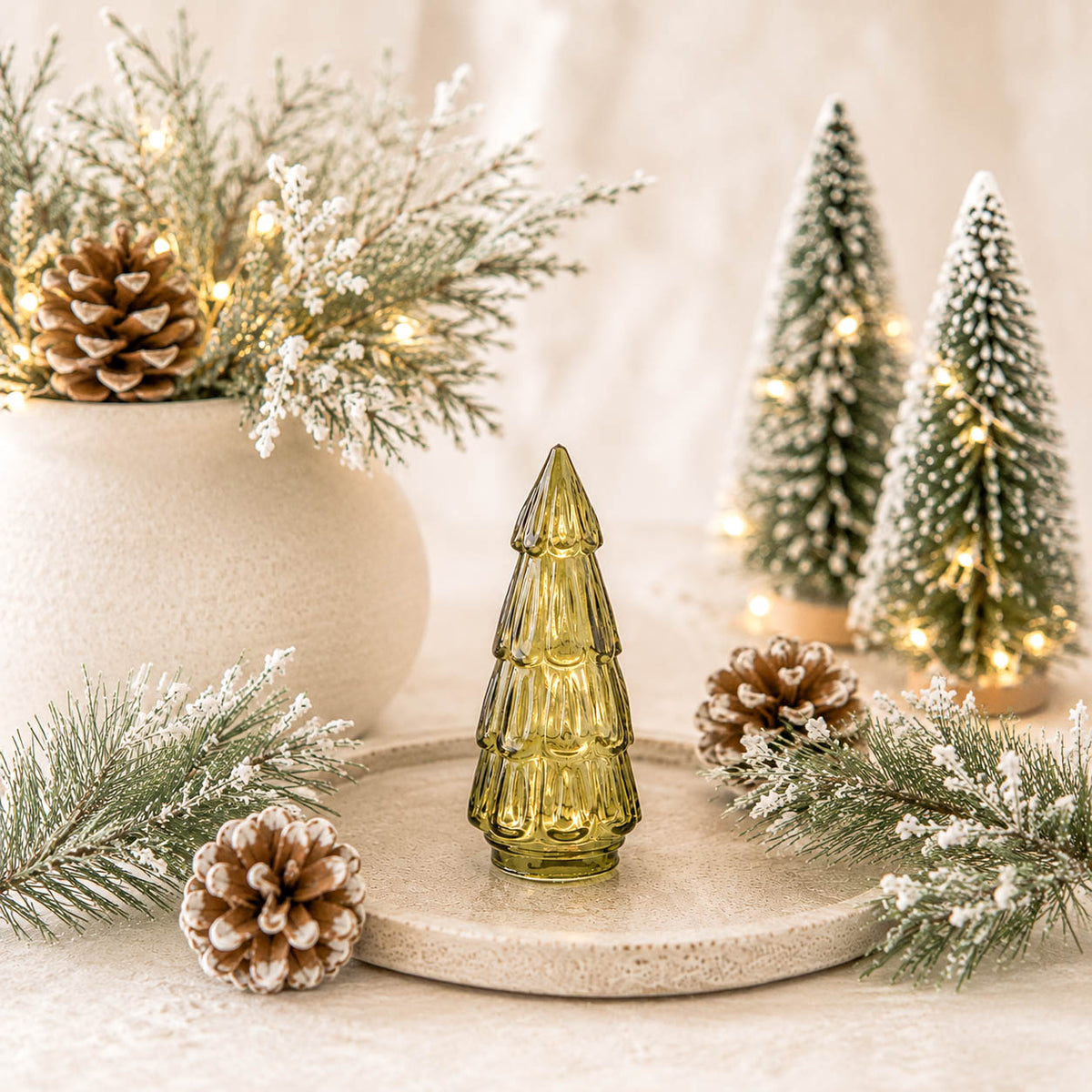 Small Green Glass LED Tree
