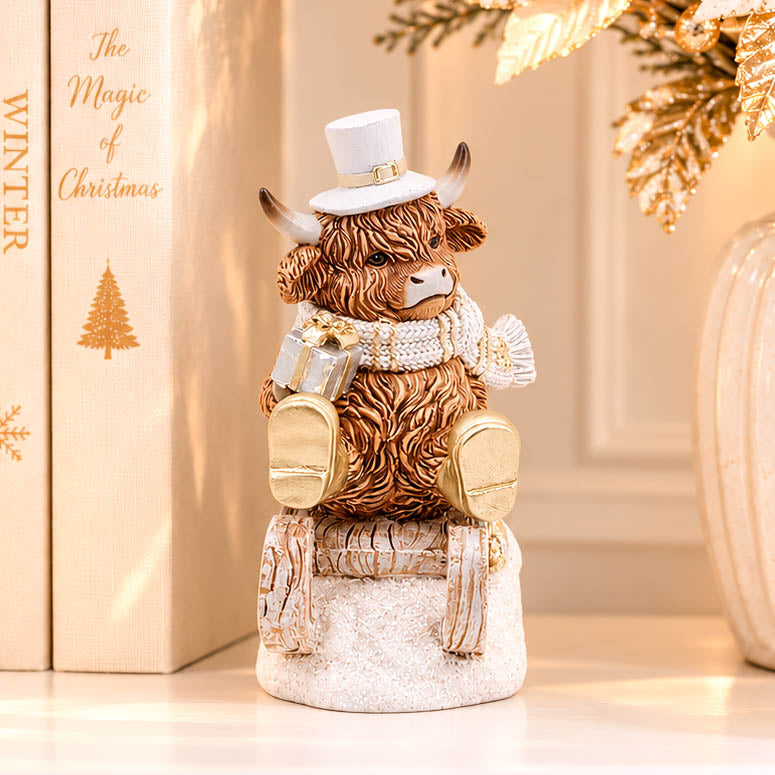 Christmas Highland Cow on Sledge