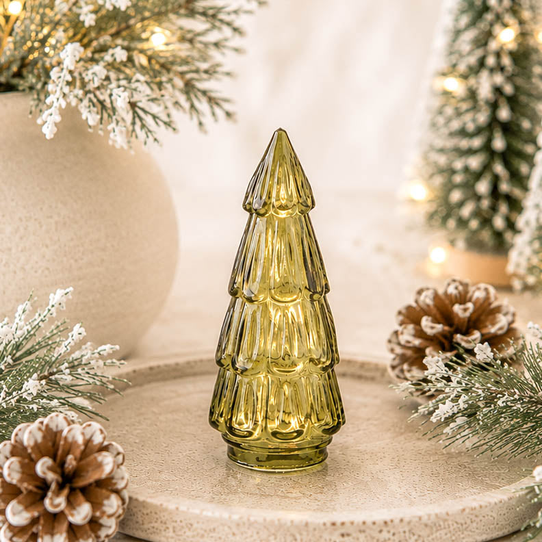 Small Green Glass LED Tree